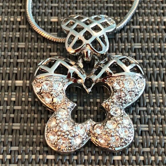Silver Crisscross Butterly Charm Necklace - Picture 2 of 7